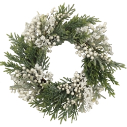 NORTHLIGHT Artificial Christmas Wreath With Frosted Foliage And Berries, 20-Inch, Unlit