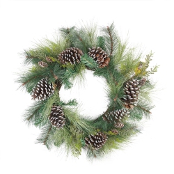 NORTHLIGHT Mixed Long Needle Pine And Pine Cone Artificial Christmas Wreath - 28-Inch, Unlit