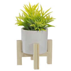 NORTHLIGHT 8" Potted Artificial Succulent With Wooden Stand In Green