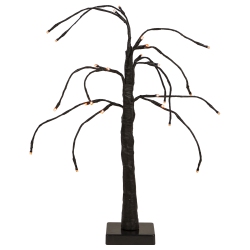 NORTHLIGHT 24" Led Lighted Black Weeping Halloween Twig Tree - Lights In Orange