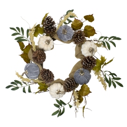 NORTHLIGHT Pumpkins Foliage Grapevine Artificial Thanksgiving Wreath - 24 Inch, Unlit