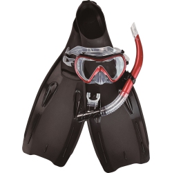 POOL CENTRAL 14+ Years - Swim Fins, Snorkel And Goggle Pool Set - Medium In Red