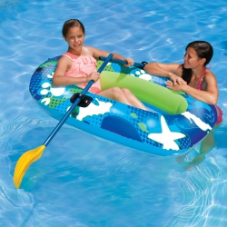 SWIM CENTRAL 59" Blue And Lime Inflatable Aqua Fun Swimming Pool Deep Sea Water Sport Boat Float In Green