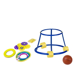 SWIM CENTRAL 4-In-1 Fun Pack Swimming Pool Games - Basketball, Ring Toss, Dive Rings And Ufos