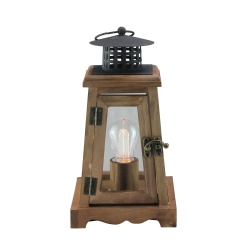 GERSON 10" And Black Led Lighted Trapezoid Hanging Indoor Lantern In Brown