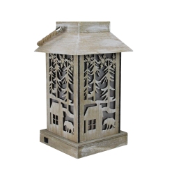 DIVA AT HOME 9.5" Lighted Wooden Bear Silhouette Lantern Christmas Decoration