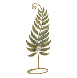 MELROSE 24.5" Golden Patina Standing Fern With Votive Cup Table Top Decoration