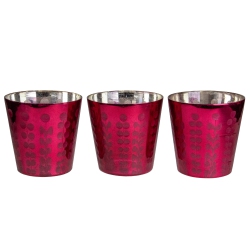 NAPA HOME & GARDEN Set Of 3 Glass Votive Candle Holders 4" In Purple