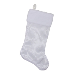 NORTHLIGHT 20.5" Iridescent Glittered Snowflake Christmas Stocking In White