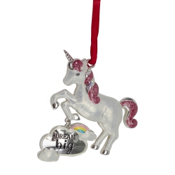 NORTHLIGHT 3.25" Plated Dream Big Unicorn With European Crystals Christmas Ornament In Silver