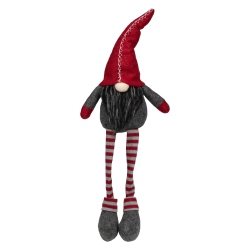 NORTHLIGHT 22" And Gray Sitting Christmas Gnome Decoration In Red