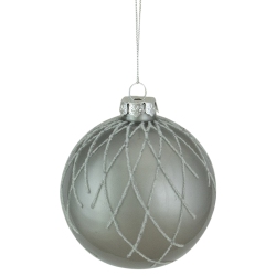 NORTHLIGHT 4" Diamond Pattern Christmas Ball Glass Ornament In Gray