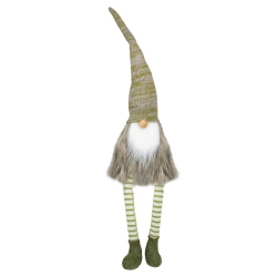 NORTHLIGHT 26" And Beige Sitting Christmas Gnome Figure In Green