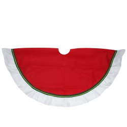 NORTHLIGHT 48" And White Contemporary Christmas Tree Skirt In Red