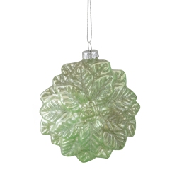 NORTHLIGHT 3.75" Glittered Poinsettia Flower Glass Christmas Ornament In Green