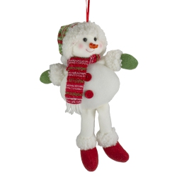 NORTHLIGHT 13" Jolly Smiling Plush Snowman Hanging Christmas Ornament