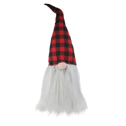 NORTHLIGHT 28" And Black Buffalo Plaid Christmas Tabletop Gnome In Red