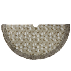 NORTHLIGHT 48" And Brown Knit Deer And Tree Christmas Tree Skirt In Green