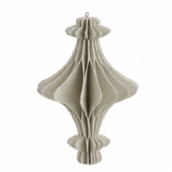 RAZ 10" Eco Country Glitter Corrugated Three Orbed Christmas Finial Ornament In Silver