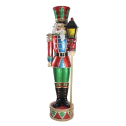 NORTHLIGHT 6' And Green Commercial Christmas Nutcracker Holding Street Lamp Outdoor Decor In Red