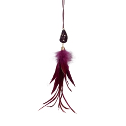 NORTHLIGHT 9" Plum Feather And Gemstone Pendant Christmas Ornament In Red