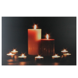 NORTHLIGHT Led Lighted Flickering Pillar And Tea Light Candles Canvas Wall Art 23.5" X 15.5