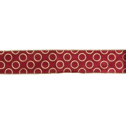 NORTHLIGHT And Gold Circle Wi Christmas Craft Ribbon 2.5" X 16 Yards In Red