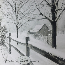 NORTHLIGHT Fiber Optic Lighted "you're In Ford Country" Snowy Cabin Canvas Wall Art 12" X 15.75