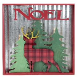 GERSON 13.75" Lighted Reindeer "noel" Christmas Wall Decoration