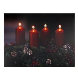 NORTHLIGHT Pre-Lit And Black Led Flickering Candle Christmas Wall Art 12" X 15.75" In Red