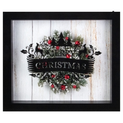 NORTHLIGHT 14" Framed 3D "merry Christmas" Led Christmas Box Decor In Black