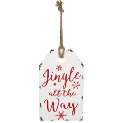 NORTHLIGHT 12" White And Metal Distressed "jingle All The Way" Christmas Wall Decor In Red