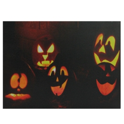 NORTHLIGHT Led Lighted Silly And Spooky Jack-O-Lanterns Halloween Canvas Wall Art 15.75" X 12