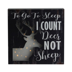 NORTHLIGHT 8"x8" Led Lighted Fiber Optic Deer “to Go to Sleep I Count Deer Not Sheep" Wall Art Decoration