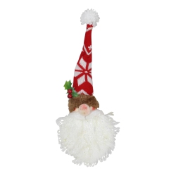 GCI 16" Santa Head With Glittered Foam Beard And Holly Berries Christmas Wall Decor