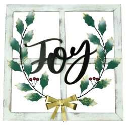 NORTHLIGHT 23.75" Joy Window Frame With Holly Christmas Wall Sign