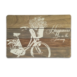 MELROSE 23.5" Brown And Happiness Bicycle Wall Plaque In White
