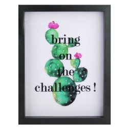 NORTHLIGHT Led Lighted 'bring On The Challenges' Cactus Framed Light Box 9" X 7