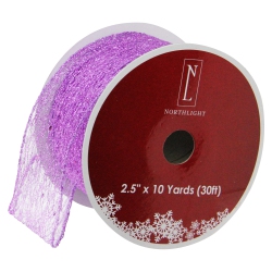 NORTHLIGHT Pack Of 12 Glittering Christmas Wired Craft Ribbons 2.5" X 120 Yards In Purple