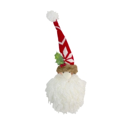 GCI 13" Santa Head With Glittered Foam Beard And Holly Berries Christmas Wall Decor