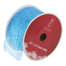NORTHLIGHT Glittering Solid Wired Christmas Craft Ribbon 2.5" X 10 Yards In Blue