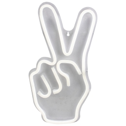 NORTHLIGHT 15" Bright Neon Style Peace Fingers Led Lighted Wall Sign In White