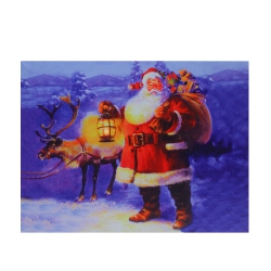 NORTHLIGHT Led Lighted Santa Claus With Reindeer Christmas Canvas Wall Art 11.75" X 15.75