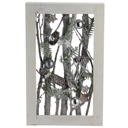 NORTHLIGHT 14.25" Decorated Standing Birch Branches In Wood Frame Table Or Wall Decoration