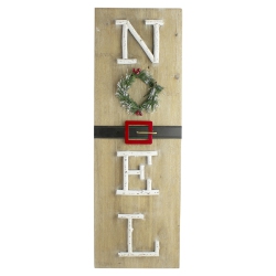 NORTHLIGHT 23.75" Vertical Wooden Noel Christmas Sign With Santa's Belt In Beige