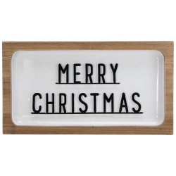 NORTHLIGHT 13" And Brown "merry Christmas" 3D Wooden Christmas Wall Or Tabletop Decor In White