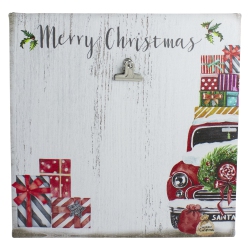 NORTHLIGHT 10" Car And Gifts Merry Christmas Canvas Wall Art With Photo Clip