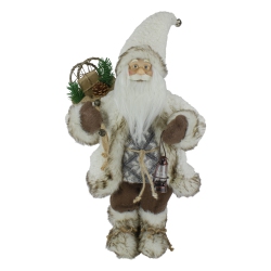 NORTHLIGHT 12"standing Snow Lodge Santa Christmas Figure With A Lantern