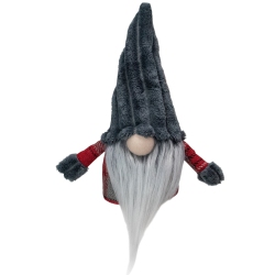 NORTHLIGHT 9" And Gray Plaid Standing Christmas Tabletop Gnome In Red
