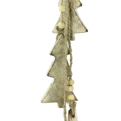 GALLERIE II 20" Creamy Four Christmas Trees On Twine Dangle Holiday Ornament In White